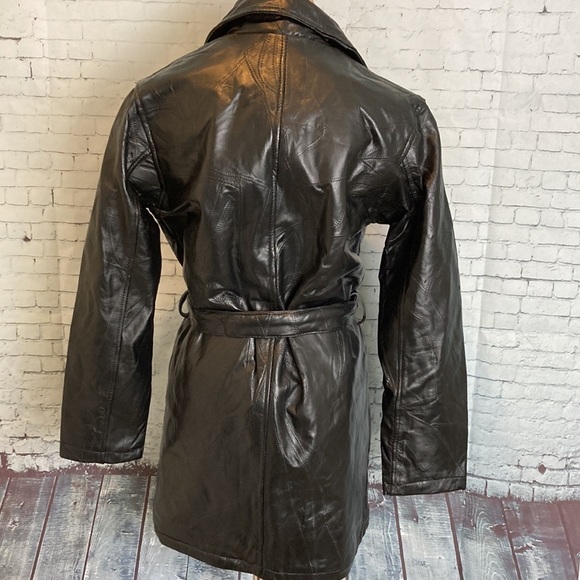 GIOVANNI NAVARRE LEATHER COMPANY NWT Trench Coat Italian Stone Patchwork Matrix - Picture 12 of 16